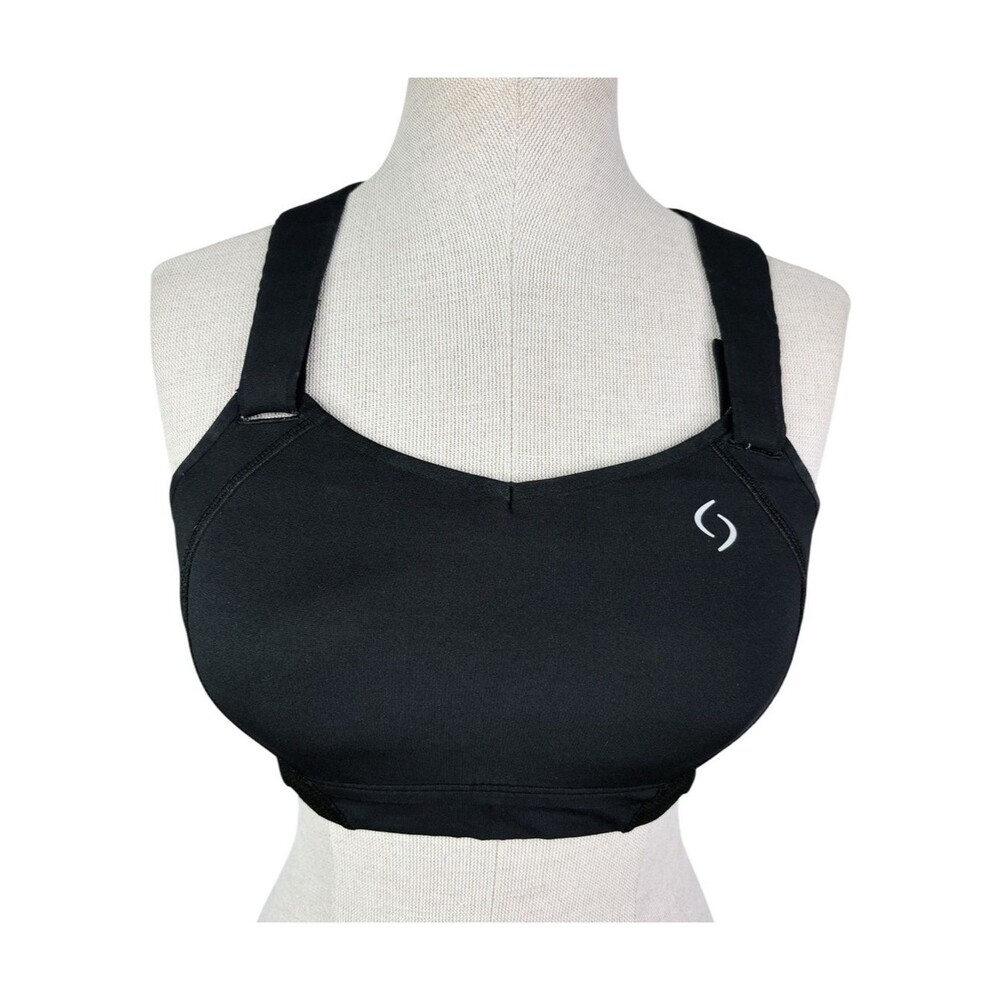 Moving Comfort Juno Sports Bra sz 34C * Black Racerback Brooks Running Workout